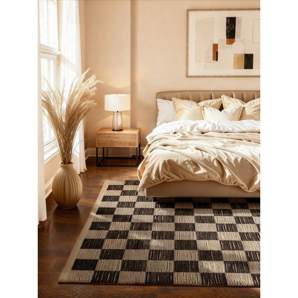 Schwarz/cremefarbener, beidseitig nutzbarer, handgewebter Teppich mit Juteanteil, 160 x 230 cm Rex - Hanse Home-image-1