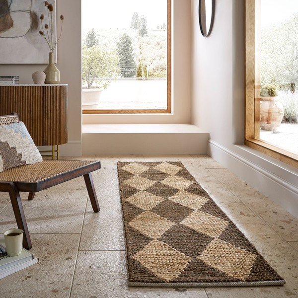 Braun/naturfarben, handgewebter Läufer mit Juteanteil, 80 x 230 cm Effie Diamond - Flair Rugs-image-1