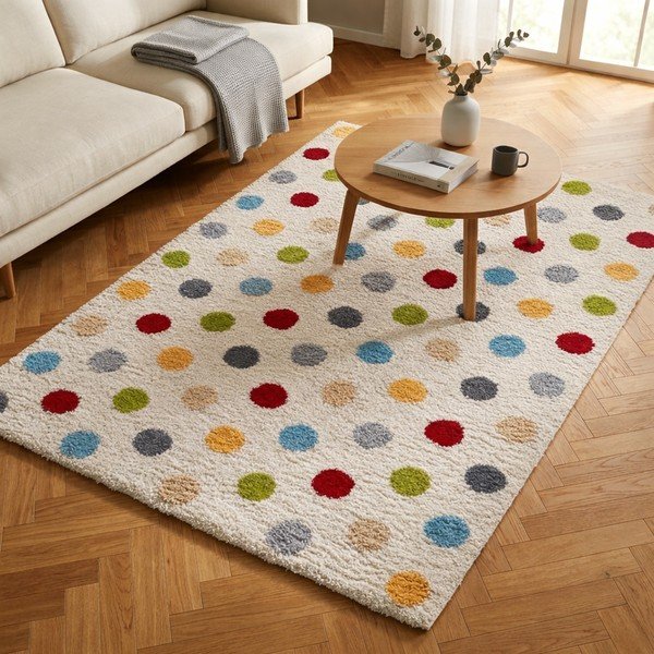 Cremefarbener Teppich 80 × 150 cm Norge Dots - Universal-image-1