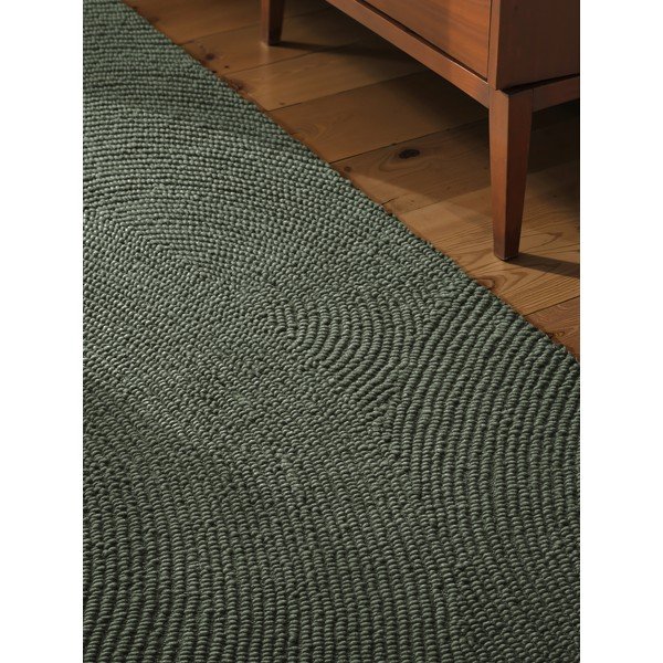 Dunkelgrüner, handgewebter Läufer aus Wolle, 80 x 300 cm Calmio - Hanse Home-image-3