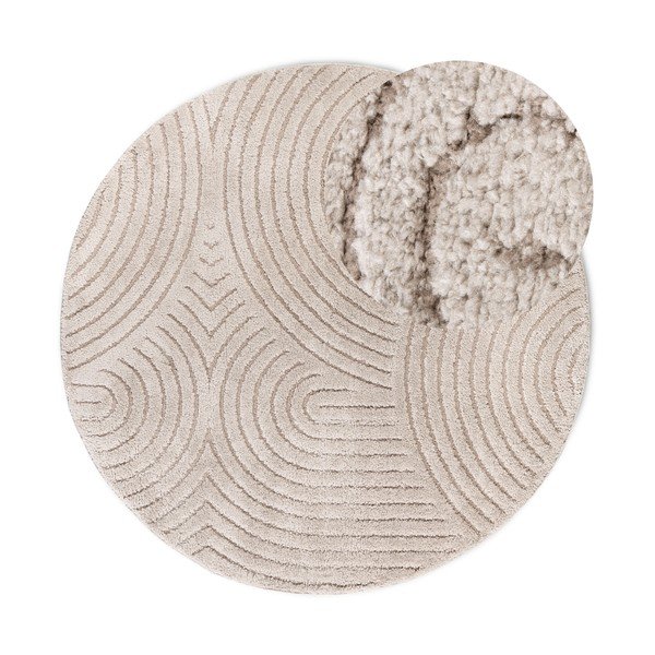Beiger runder Teppich, Durchmesser 200 cm Panglao New York Taupe - Elle Decoration