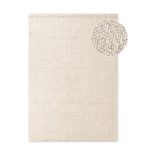 Cremefarbener/elfenbeinfarbener, handgewebter Teppich mit Wollanteil, 160 × 230 cm Majoli - Elle Decoration