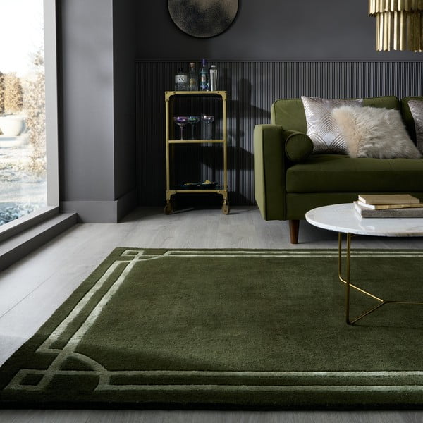 Dunkelgrüner, handgewebter Wollteppich, 200 × 290 cm Gatsby - Flair Rugs-image-1