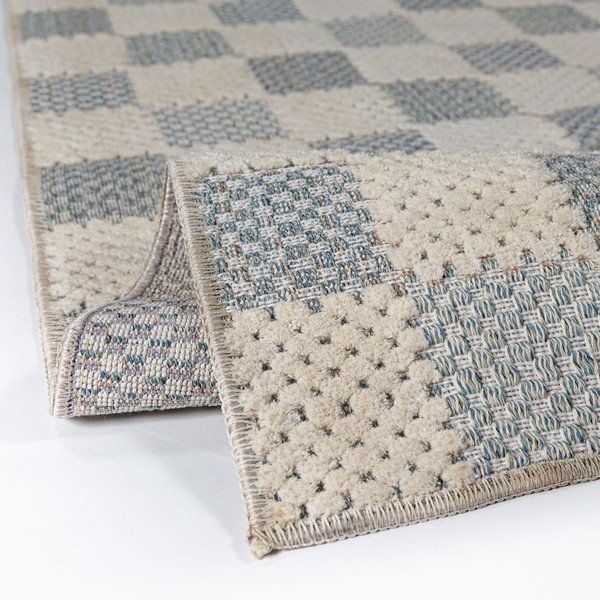 Blauer, waschbarer Teppich mit Baumwollanteil, 116 x 170 cm Muted Checkerboard - Flair Rugs-image-4
