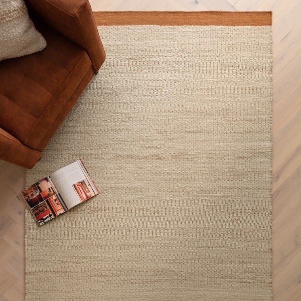 Cremefarbener/terakottafarbener, handgewebter Wollteppich, 160 × 230 cm Lima Rust - Asiatic Carpets-image-1