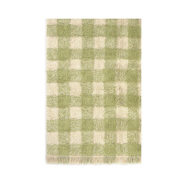 Grün Waschbar/Handgefertigt Kinderteppich Baumwolle 90x120 cm Vichy – Lorena Canals-image-4