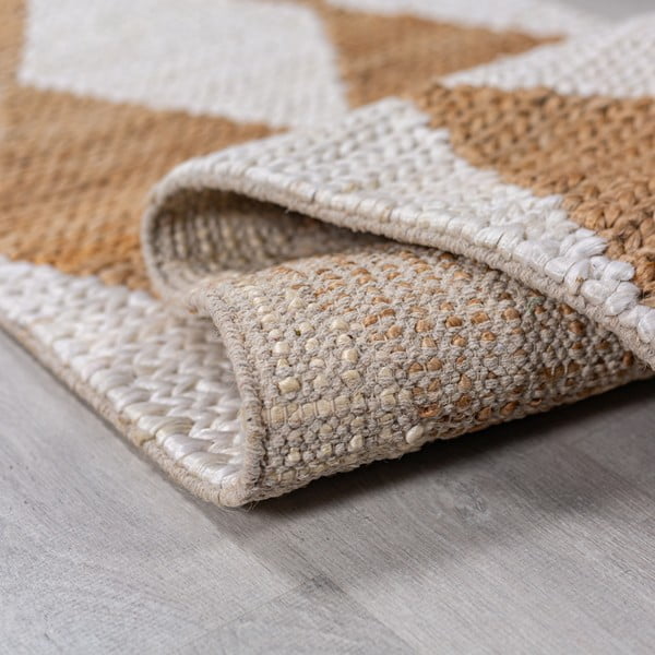 Weißer/naturfarbener, handgewebter Teppich mit Juteanteil, 120 × 170 cm Effie Diamond - Flair Rugs-image-3