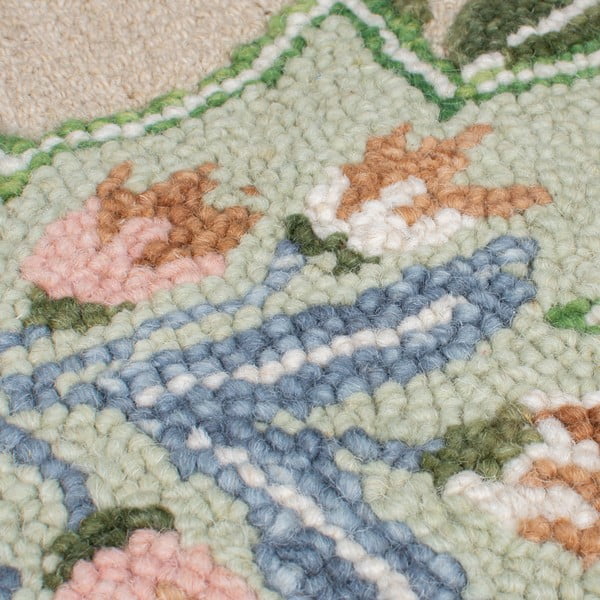 Grüner, handgewebter Läufer aus Wolle, 60 x 230 cm Bryony Shaped Floral - Flair Rugs-image-2