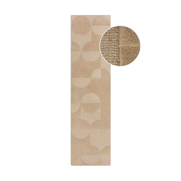 Beiger Wollteppich, Läufer, 60 x 230 cm Gigi - Flair Rugs