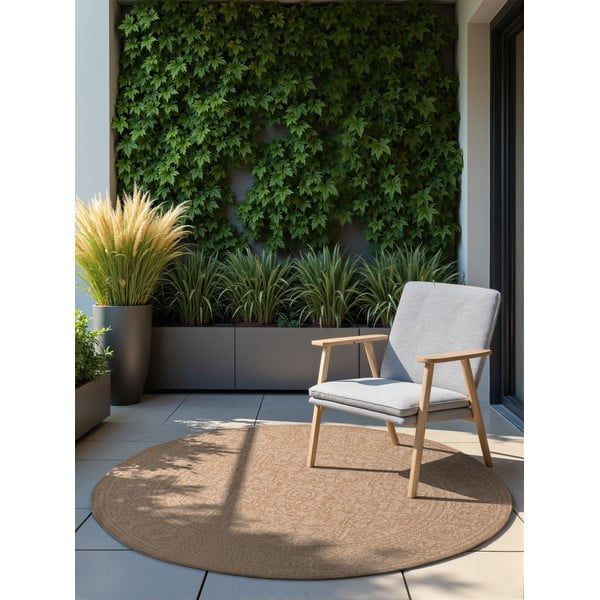 Runder Teppich für den Innen- und Außenbereich in den Farben Beige und Elfenbein, Ø 160 cm Duet Kona - Hanse Home-image-1