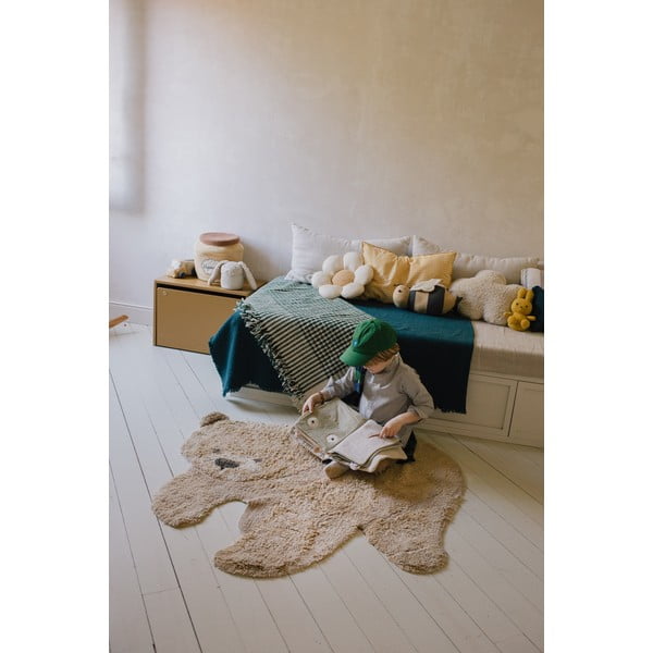 Beiger, waschbarer, handgewebter Baumwoll-Kinderteppich, 120 x 122 cm Bear - Lorena Canals-image-3