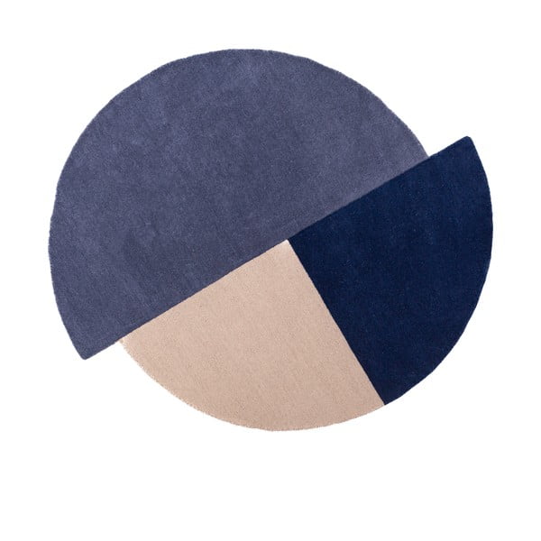Blauer, handgewebter, runder Wollteppich, Durchmesser 200 cm Mia Segment - Flair Rugs