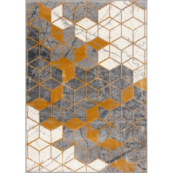 Teppich in Ockergelb und Grau, 133 × 190 cm Soft - FD