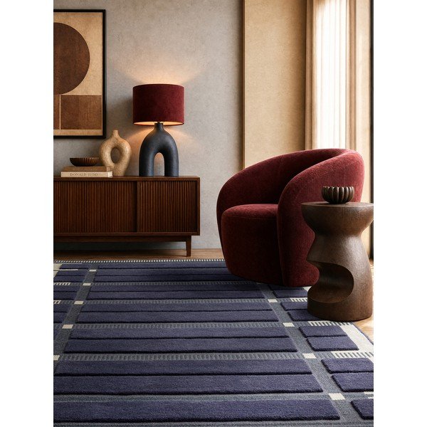 Dunkelblau/beige, handgewebter Wollteppich, 120 × 170 cm Fable - Asiatic Carpets-image-1