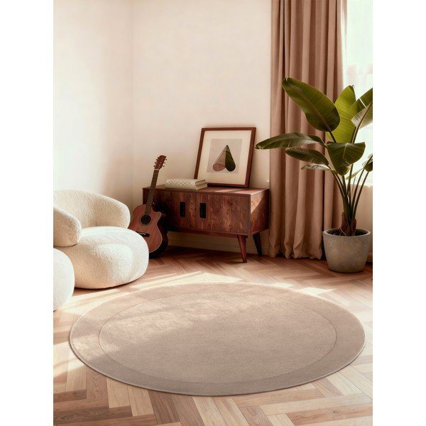 Beiger, handgewebter, runder Teppich mit Wollanteil, Ø 150 cm Kivi - Villeroy&Boch-image-1
