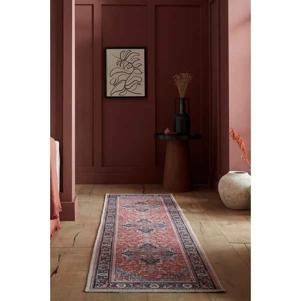 Weinroter, waschbarer Läufer mit einem Anteil an recycelten Fasern, 60 x 230 cm Windsor - Flair Rugs-image-2