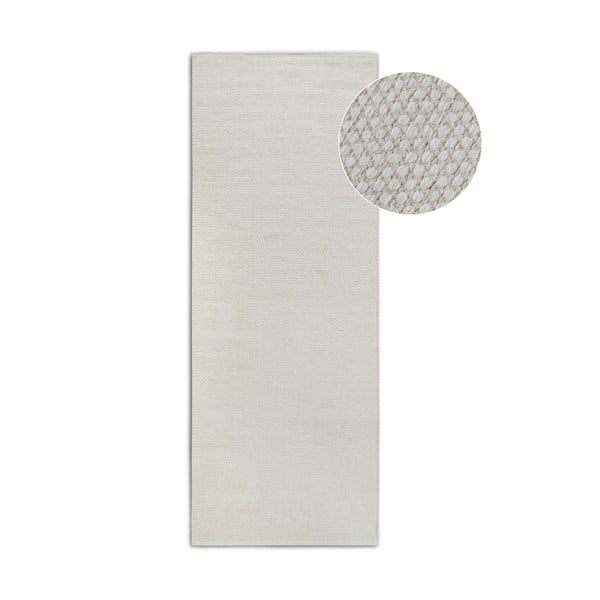Cremefarbener, handgewebter Läufer mit Wollanteil, 80 x 200 cm Pradesh Natural White - Elle Decoration